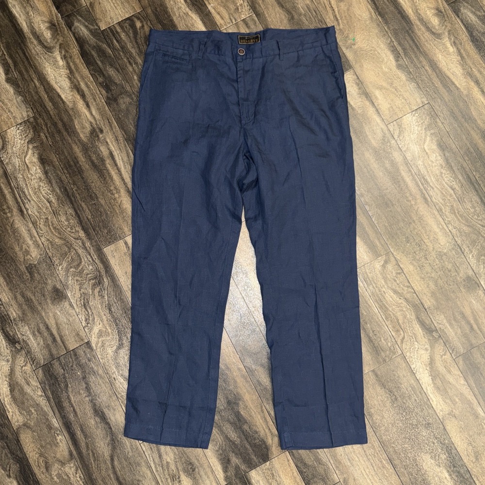 Jos A Bank Reserve Mid-Blue 100% Linen Straight Leg Dress Pants Men's Size 38x29